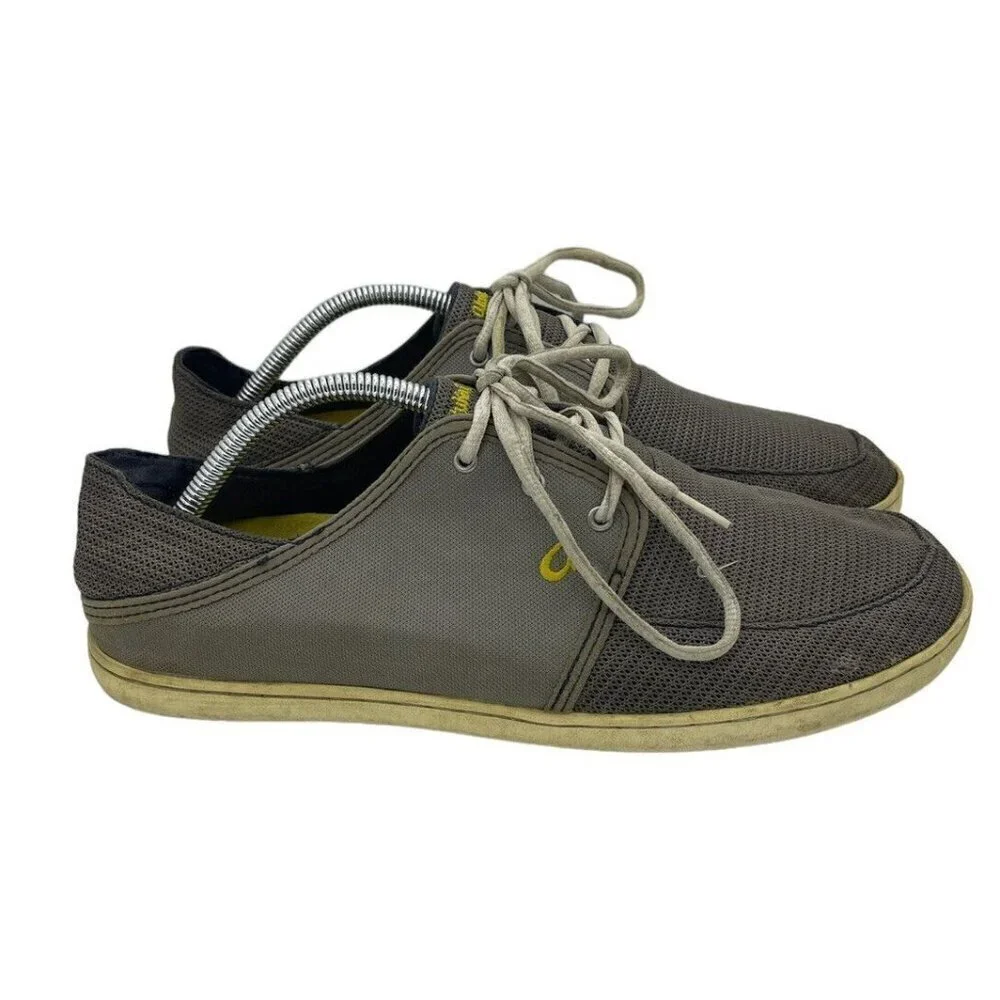 Olukai Nohea Lace Mesh Gray Mens Sneakers Shoes Size 10.5 US 43.5 EUR 10242-RKRK